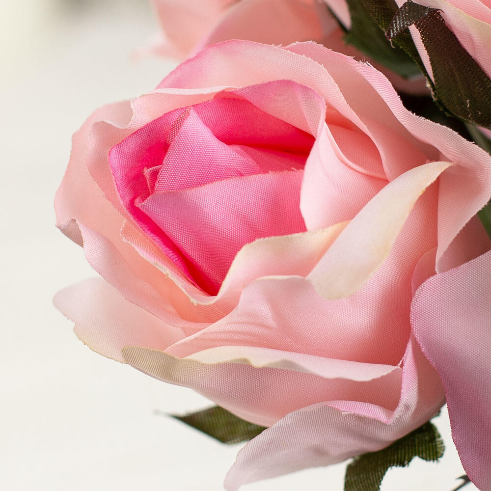 12″ Pink Artificial Silk Nosegay Rose Bunch Bouquet
