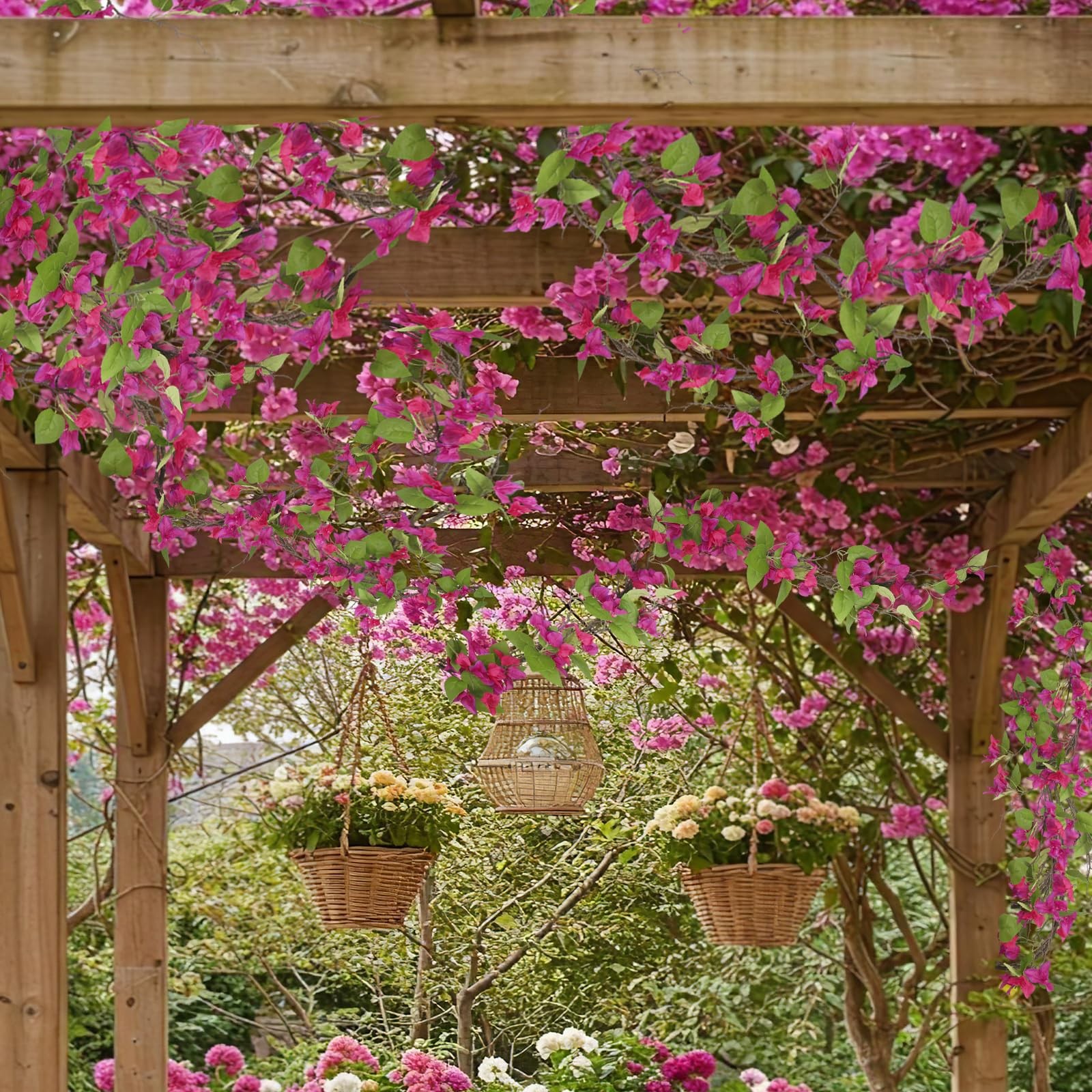 Artificial Bougainvillea Flowers Garland Fuchsia Silk Bougainvillea Vines UV …