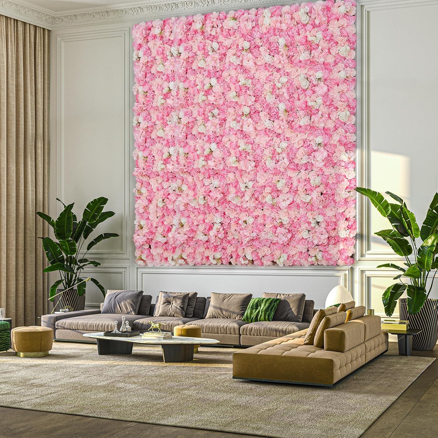 Floral Wall Backdrop 6PCS 16.5×16.5 Inch Silk Rose Decor for