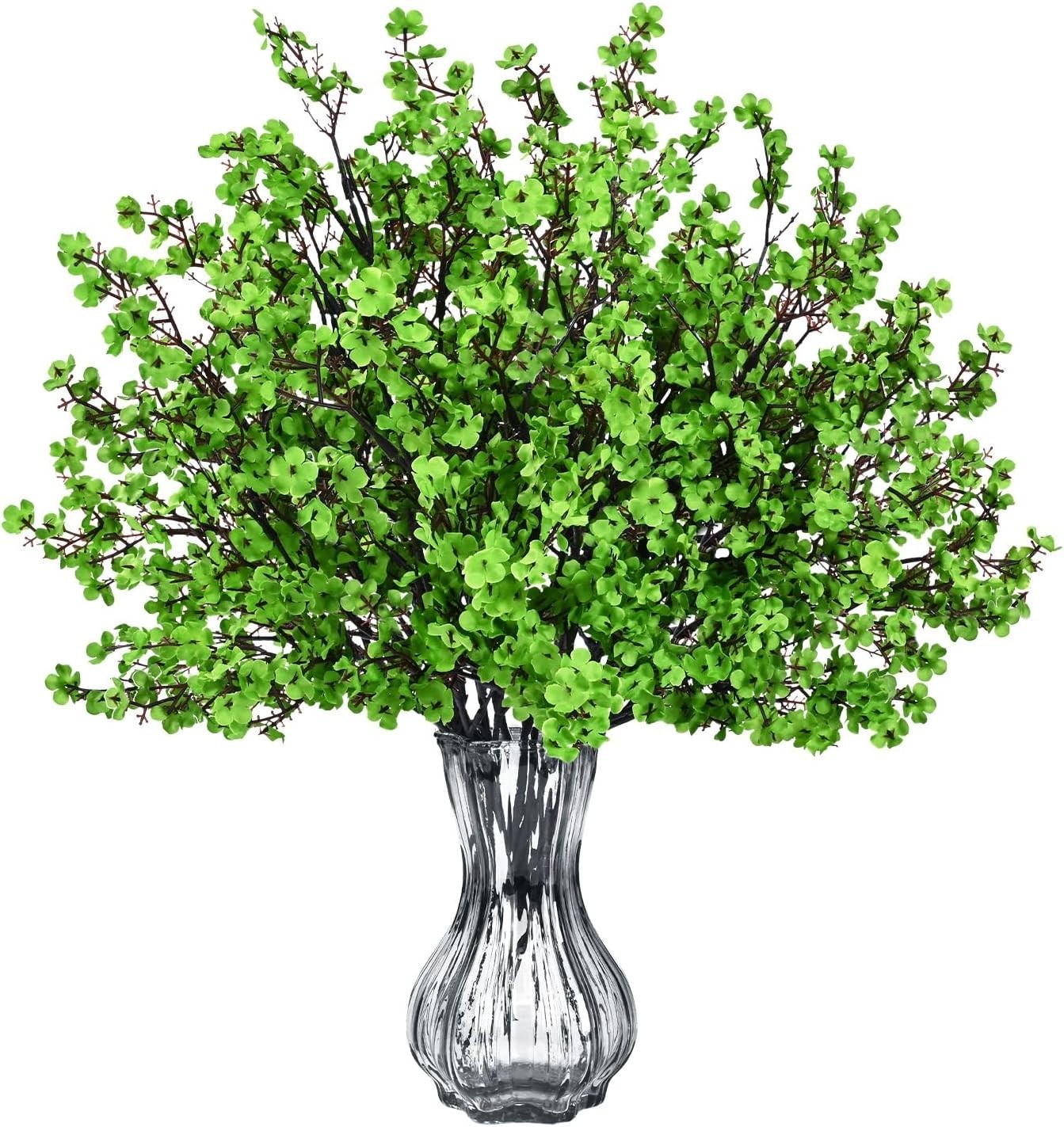 6 Pcs Fake Flowers Babys Breath Silk, Real Touch Green Artificial Flowers Bul…