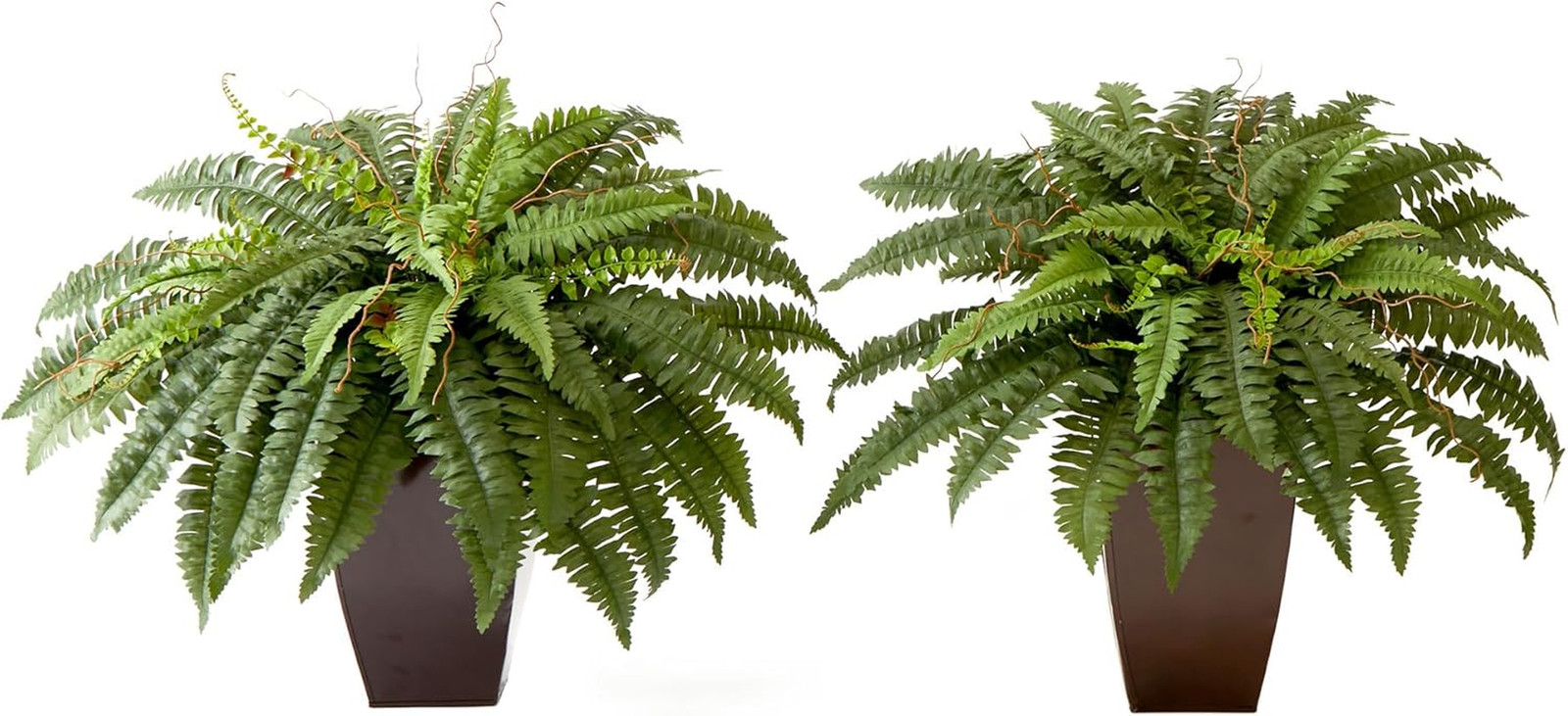 Set of 2 23″ Artificial Boston Ferns in Bronze Planters – DIY Kit