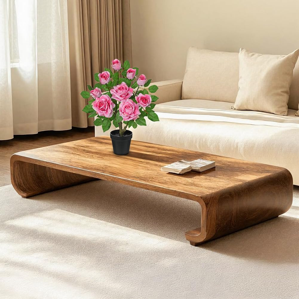 17.7″ Pink Artificial Rose Potted Plant – Elegant Faux Floral Decor for Home