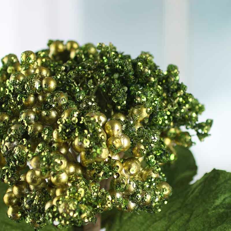 Green Sequined Berry Cluster Embellishing Pick