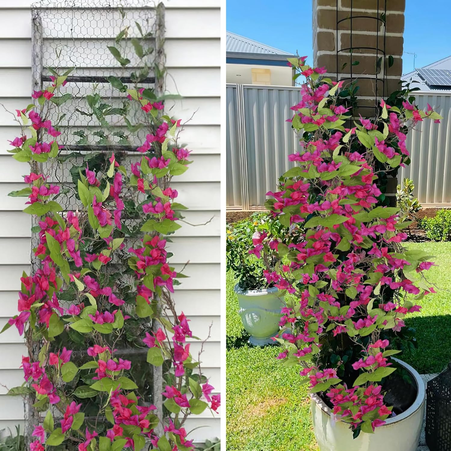 Artificial Bougainvillea Flowers Garland Fuchsia Silk Bougainvillea Vines UV Res
