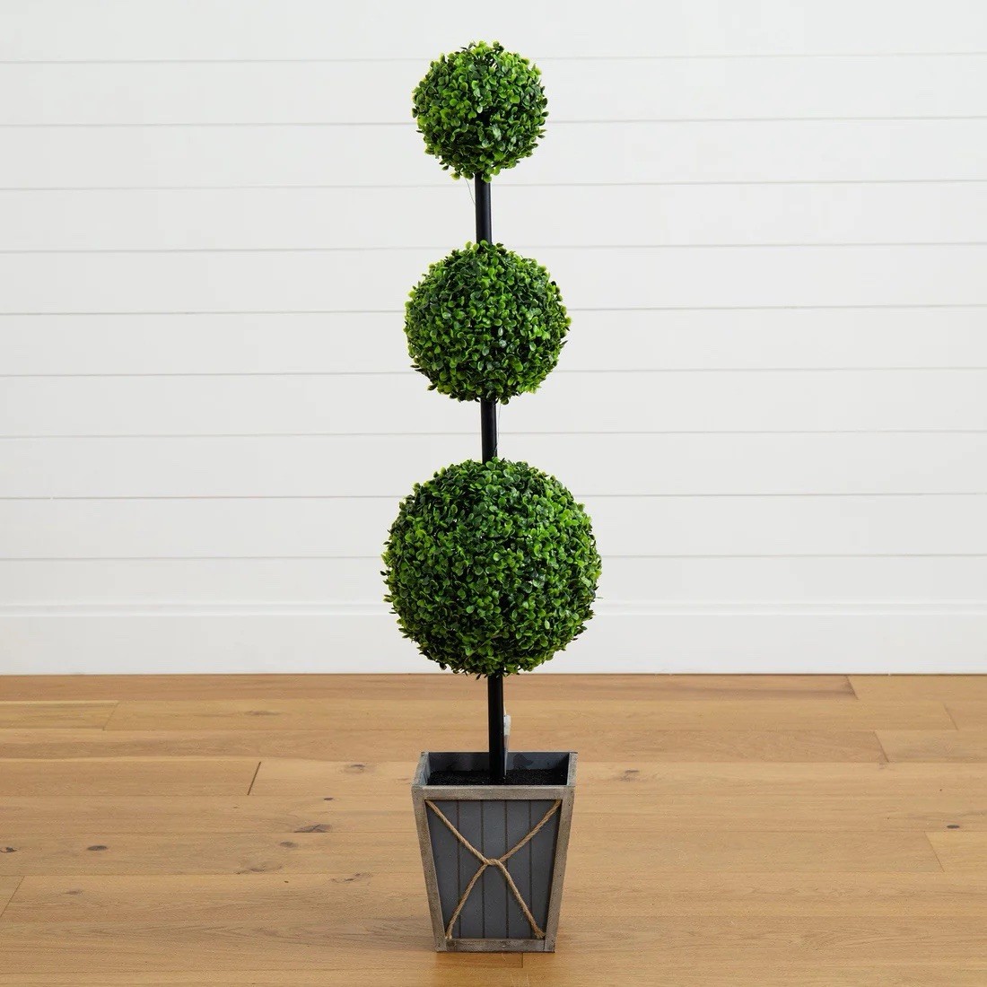 45″ UV Resistant Artificial Triple Ball Boxwood Topiary w/LED (Indoor/Outdoor)