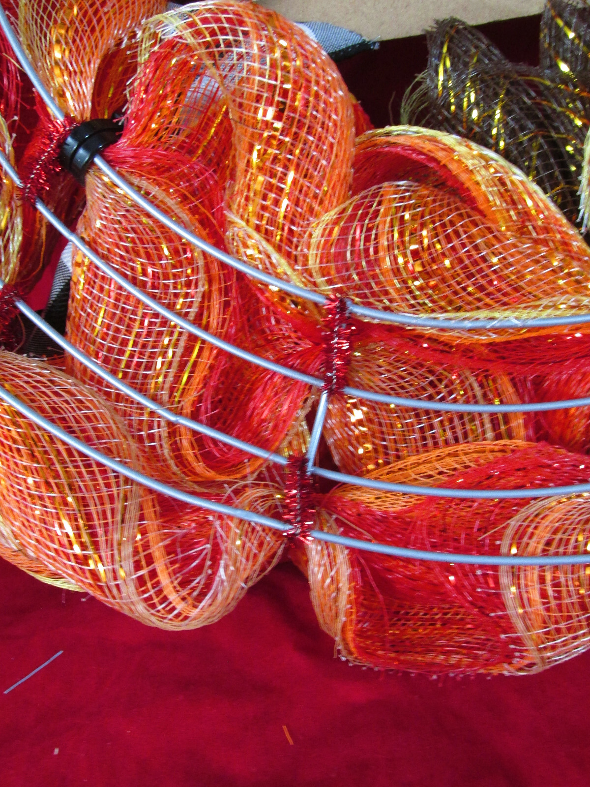 Fall Bubble Cruffle Deco Mesh Ribbon Wreath