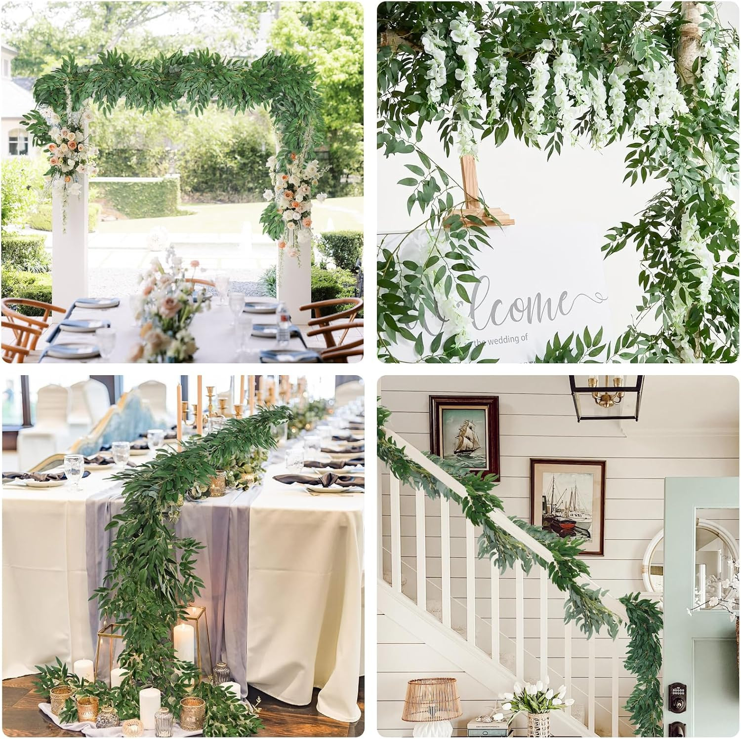 Artificial Willow Leaves Vine Twigs 2Pcs 6Ft Fake Hanging Plant Silk Willows Lea