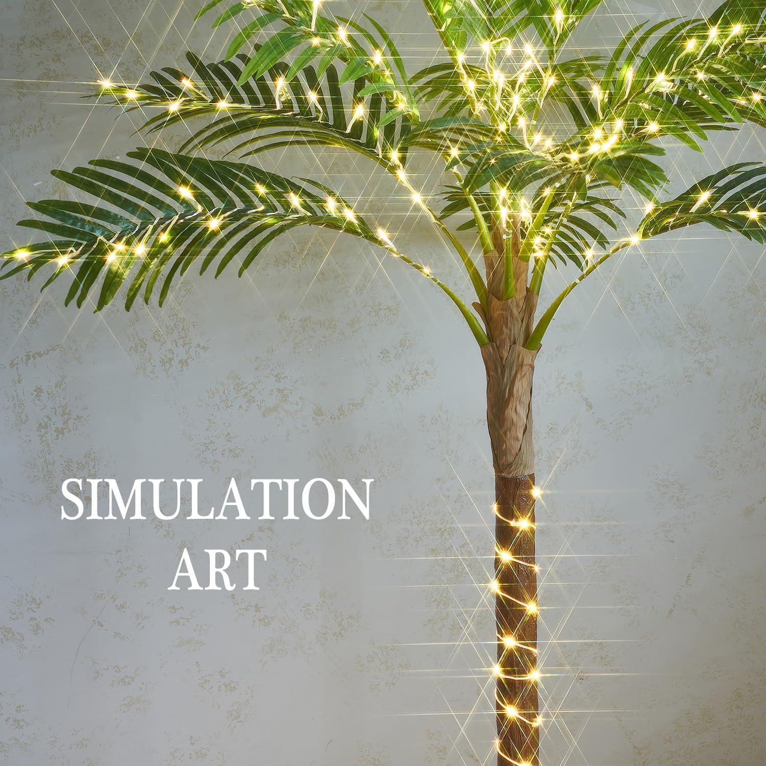 6FT Lighted Palm Trees with 220 LED Fairy Lights for Outdoor Decor