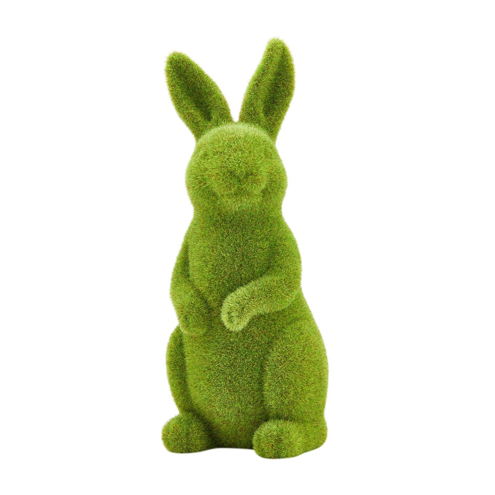 2 PCS Small Green Moss Easter Bunny Decorative Ornament Artificial Sculpture