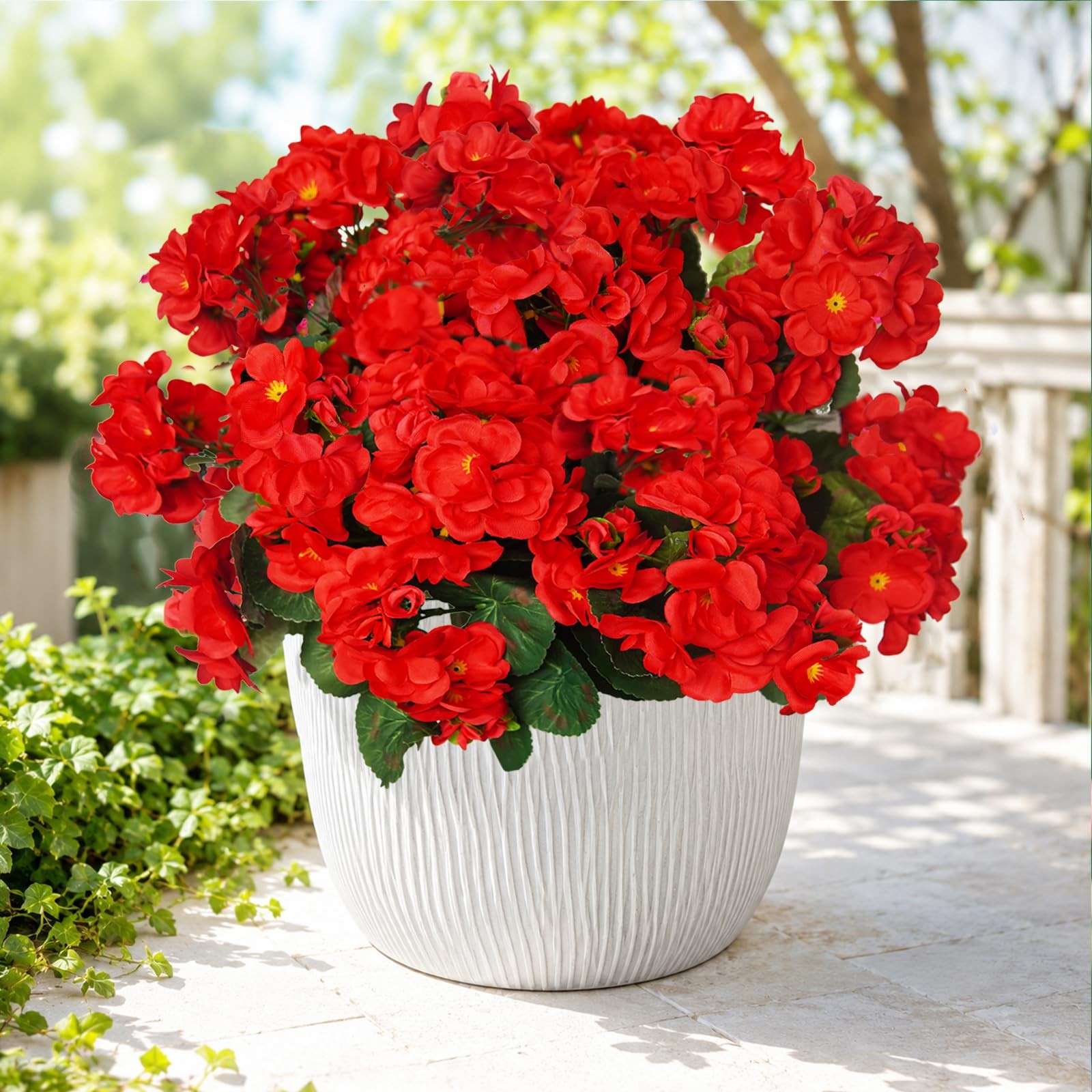 6 Bundles Artificial Geraniums for Outdoors Fake Plants Faux Geraniums Artifi…