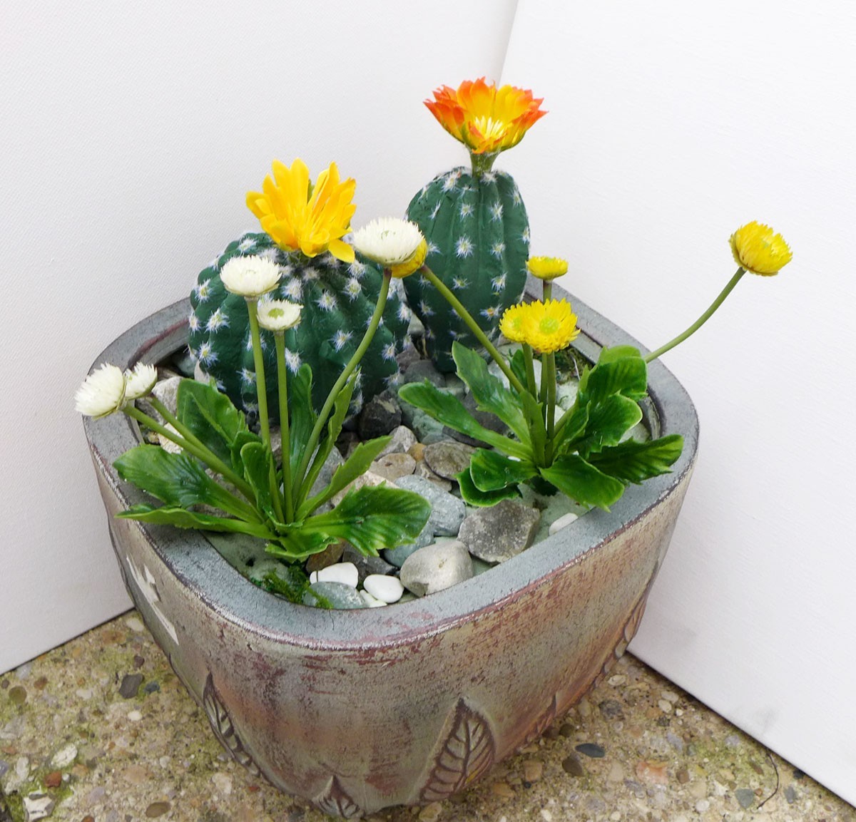 4 Pcs Artificial Plants Flocking Succulents Blooming Flowers Home Decora (#159)