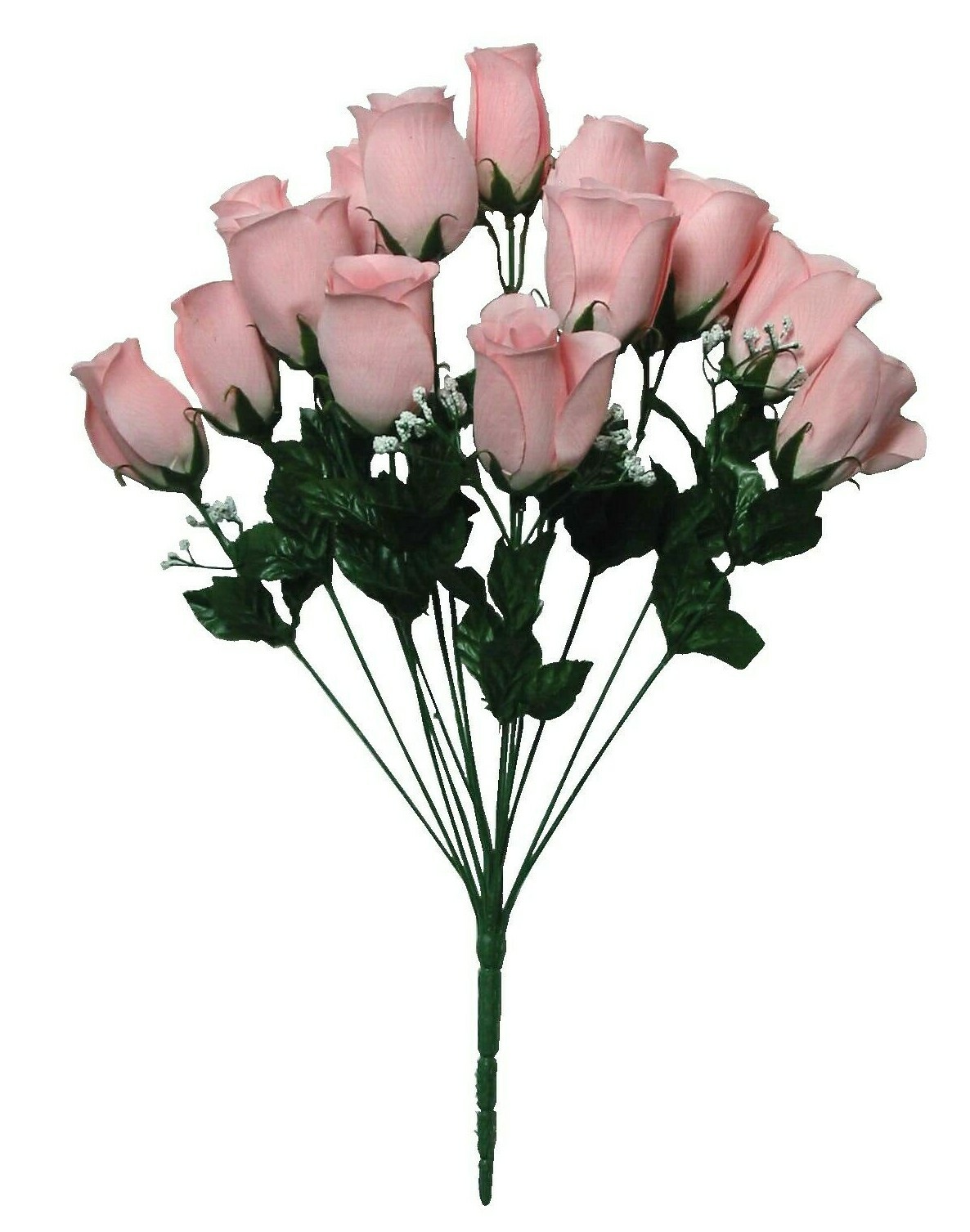 Pink Closed Rose 21″ Large Bush Silk Flower Wedding Home Indoor Outdoor Decor