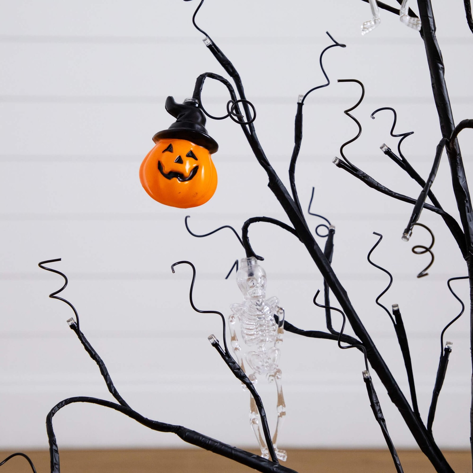 Nearly Natural 3ft Pre-Lit Halloween Pumpkins & Skulls Ornament Tree w/ 48 LED