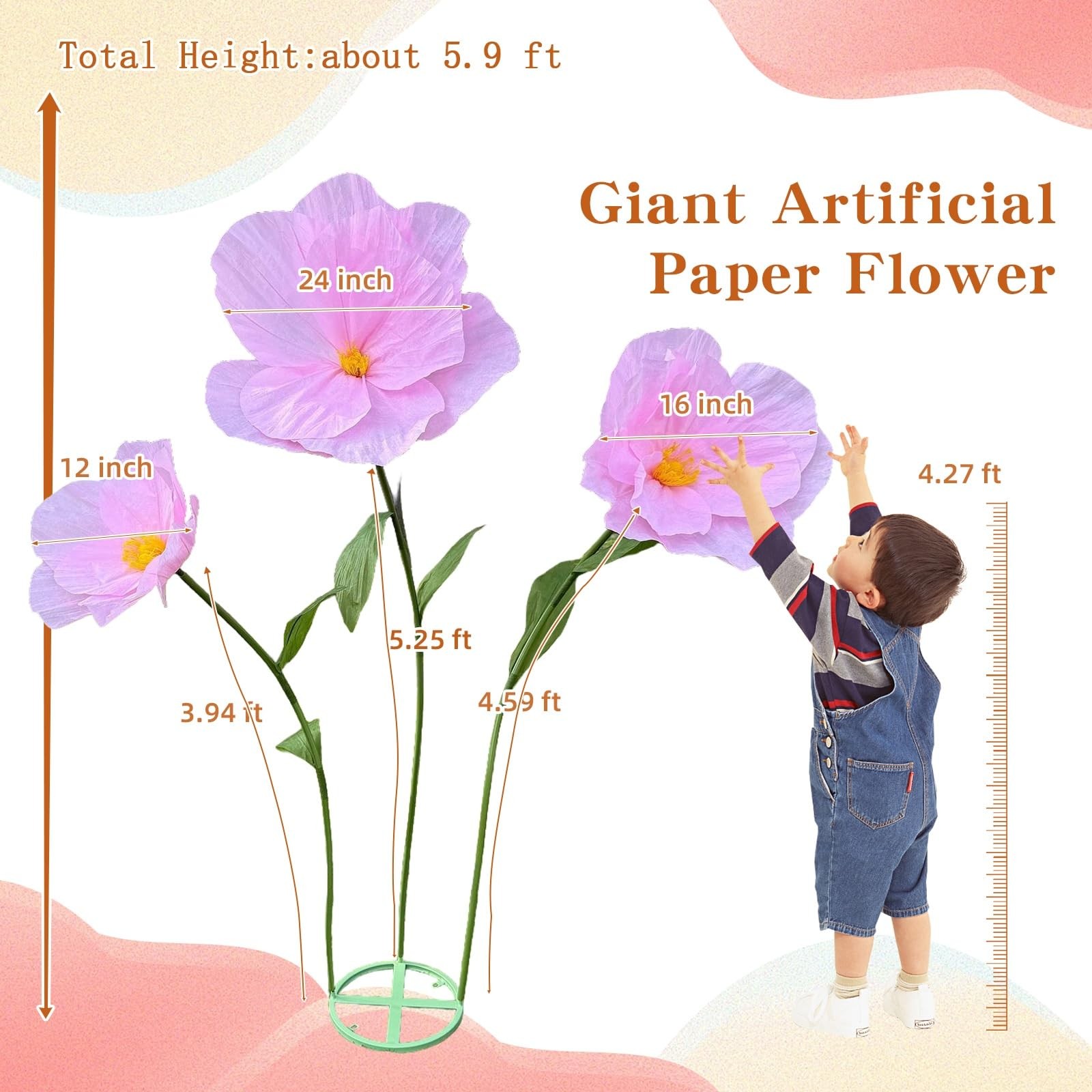 5.9 Ft Large Artificial Flowers,Giant Flowers for Decoration,Standing Huge Ha…