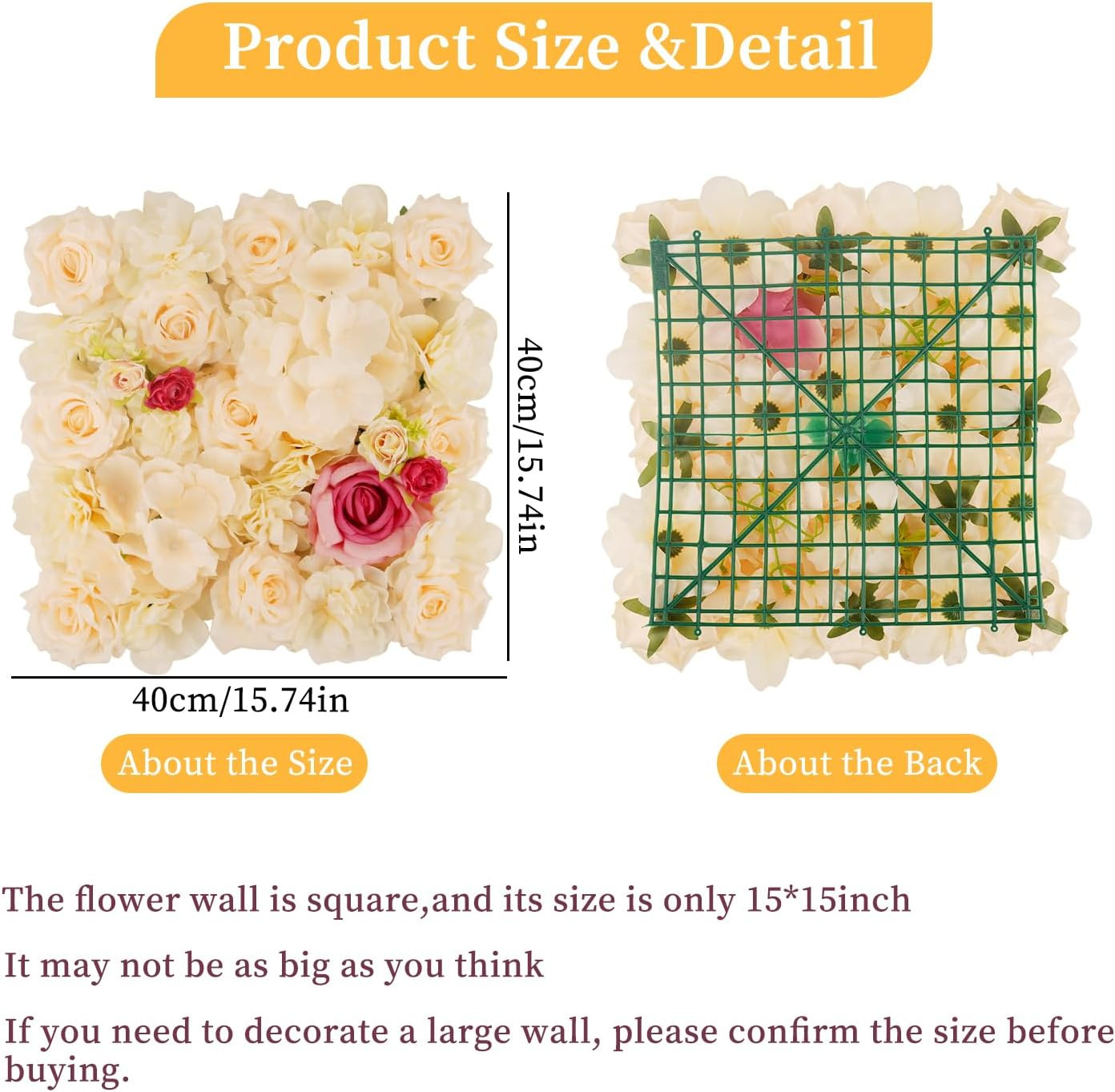 Champagne & Red 3D Flower Wall Backdrop – 12 Pcs Silk Rose Panels