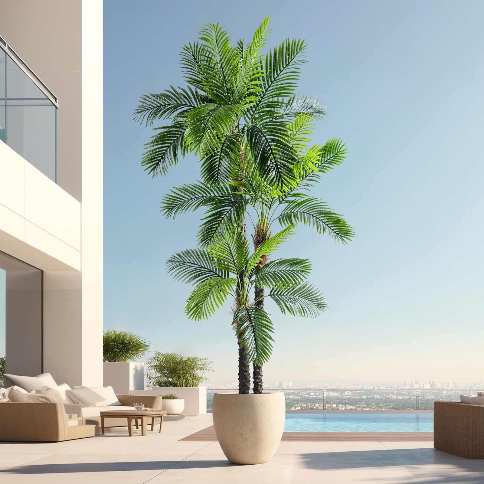 9.1FT Artificial Phoenix Palm Tree Artificial Plants Indoor Outdoor Large Fau…