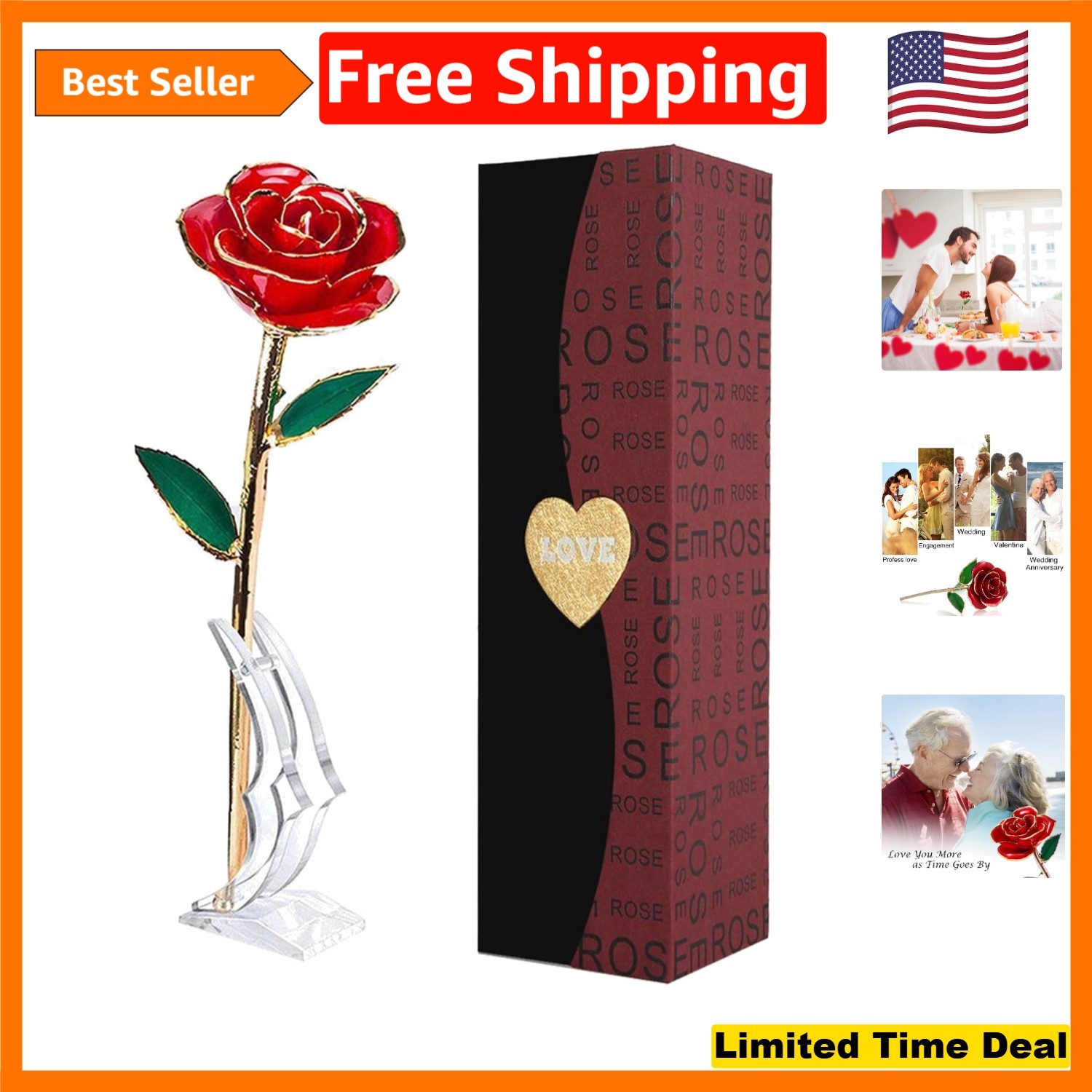 Unique 24K Gold Rose Gift Set with Transparent Stand – For All Occasions