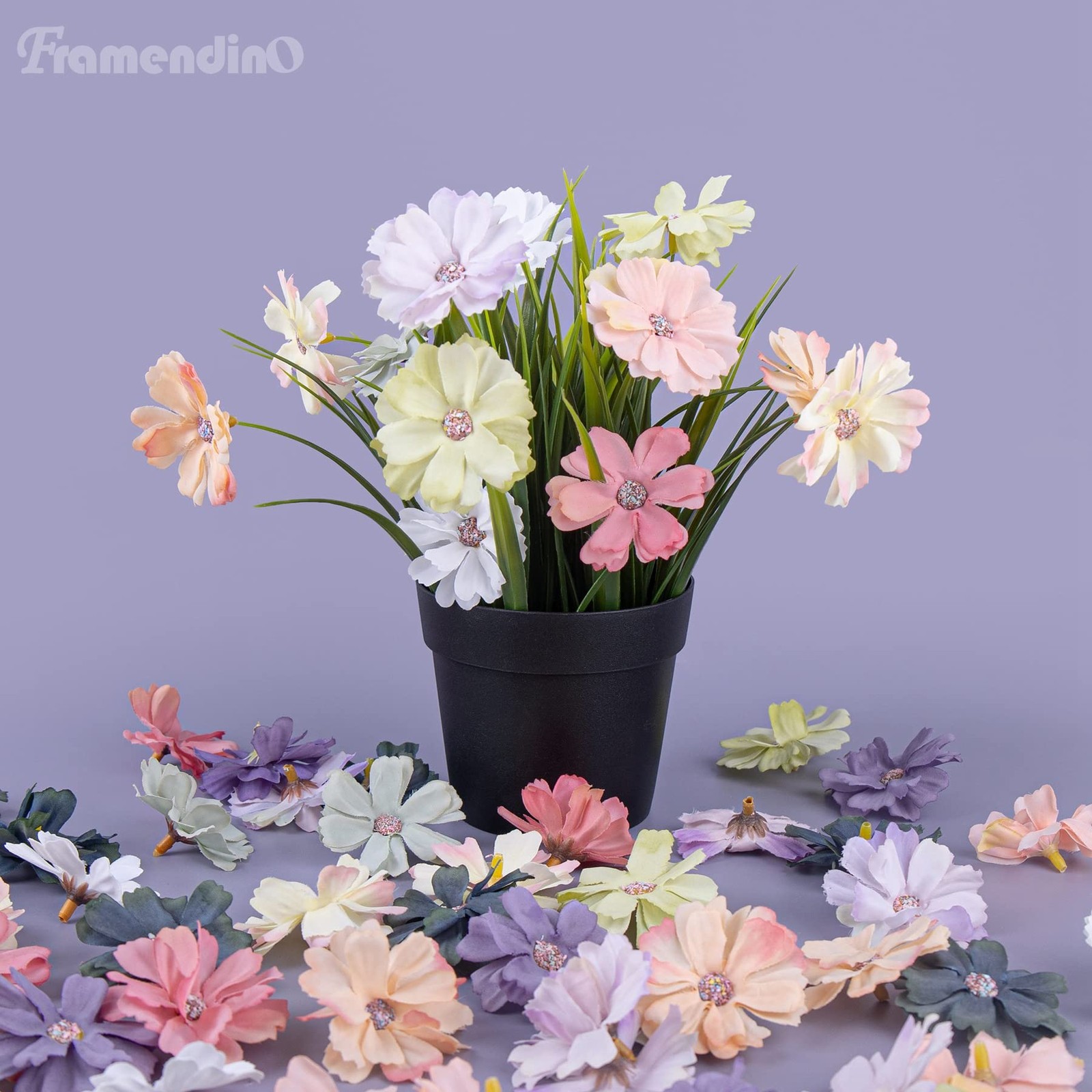 60 Pack Colorful Faux Silk Daisy Peony Flower Heads For Wedding Home Decor