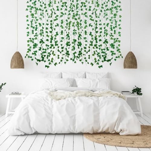 12 Pack 84ft Fake Ivy Vines Artificial Hanging Greenery for Home Wall Decor