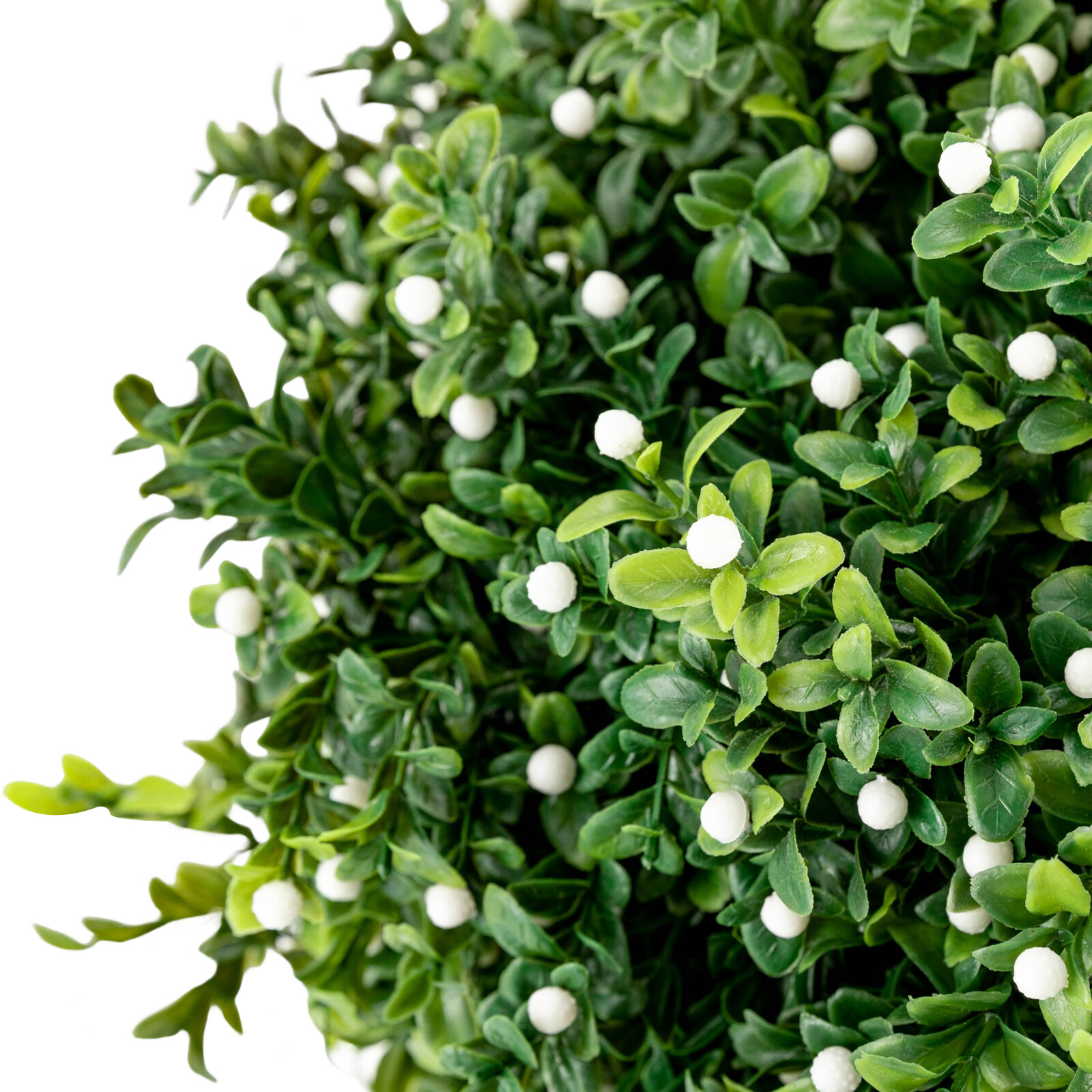 2 Pacs 20″ Tall Green Artificial Boxwood Topiary Ball Tree With White Flowers