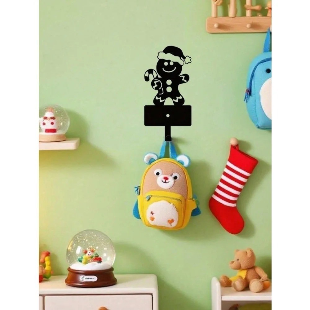 Cute Gingerbread 5-Hook Wall Key Holder with Towel Ring Christmas Organizer Gift