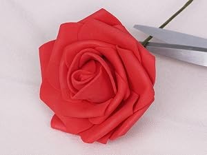 16Pcs Artificial Flowers Fake Roses with Stems, Red Boxed Foam Roses for DIY