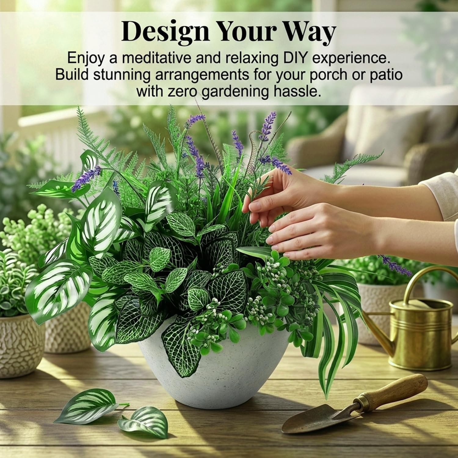 Fake Plant Faux Greenery for Outdoor 9 Bouquets UV Resistant Artificial Reali…