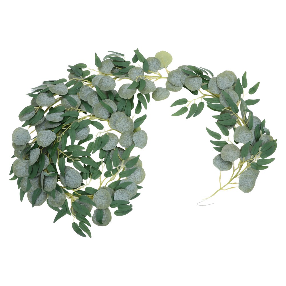 Simulated Vine Rattan Faux Eucalyptus Garland Artificial Leaves Green Plant