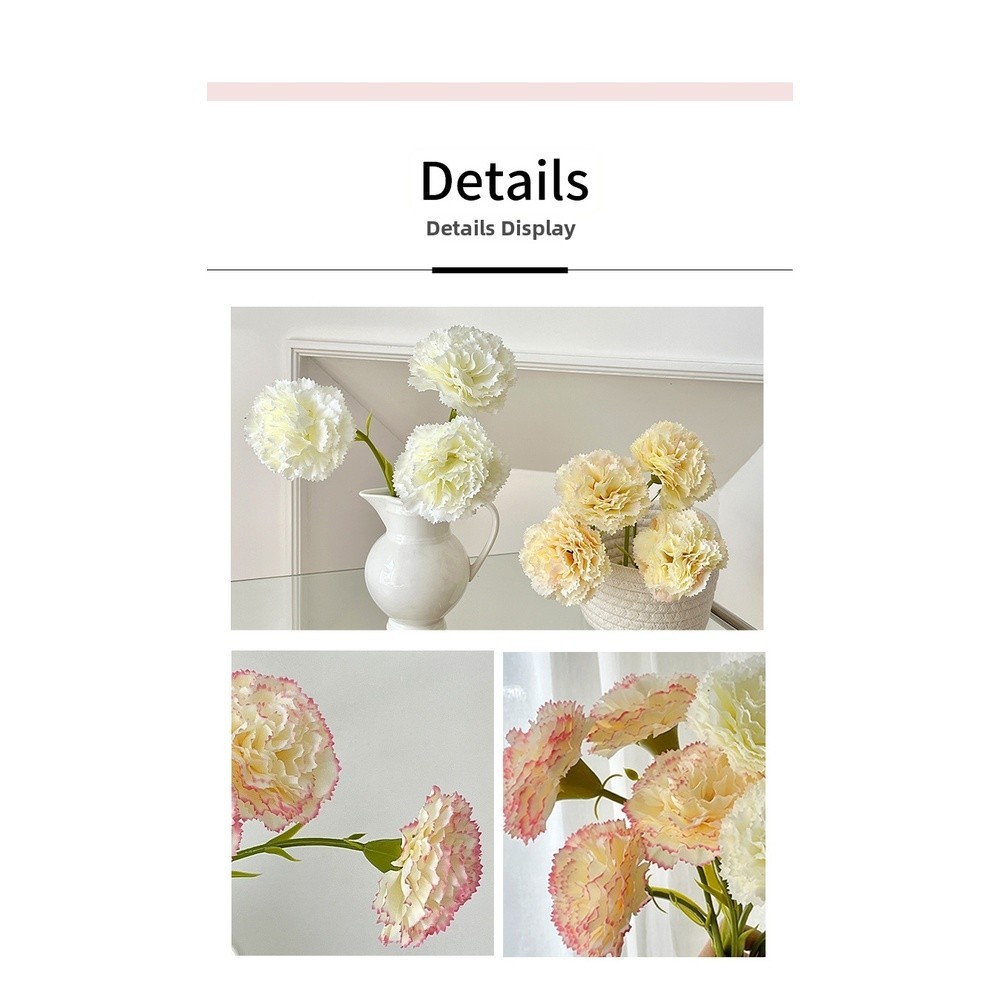 Silk Fabric Carnation Bouquet Artificial Flowers for Interior Design Use