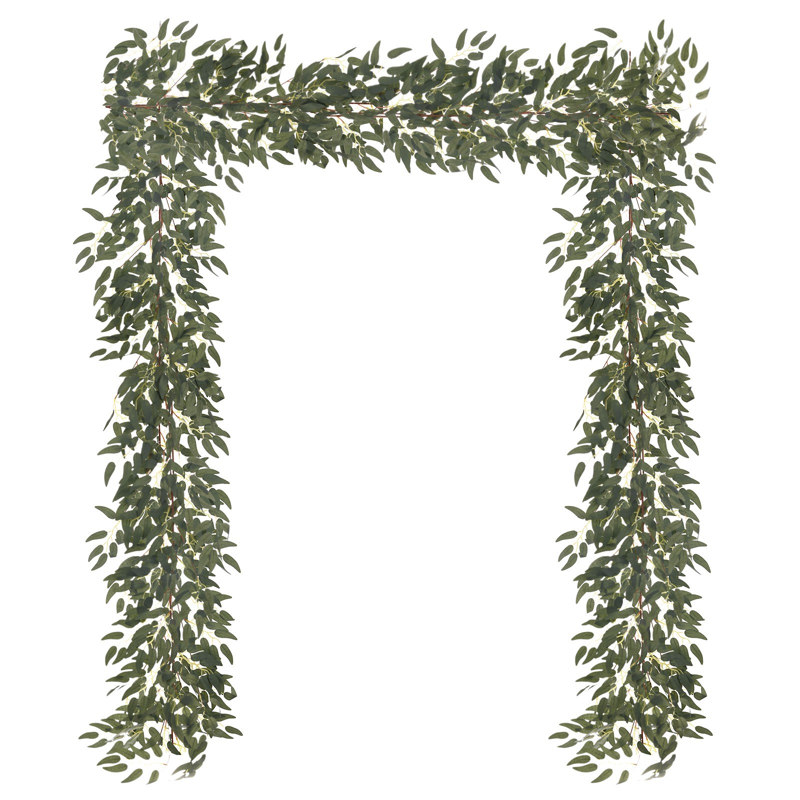 2-Pack Artificial Willow Vine Twigs with 54 Leaves 5.7Feet [Grey Green}