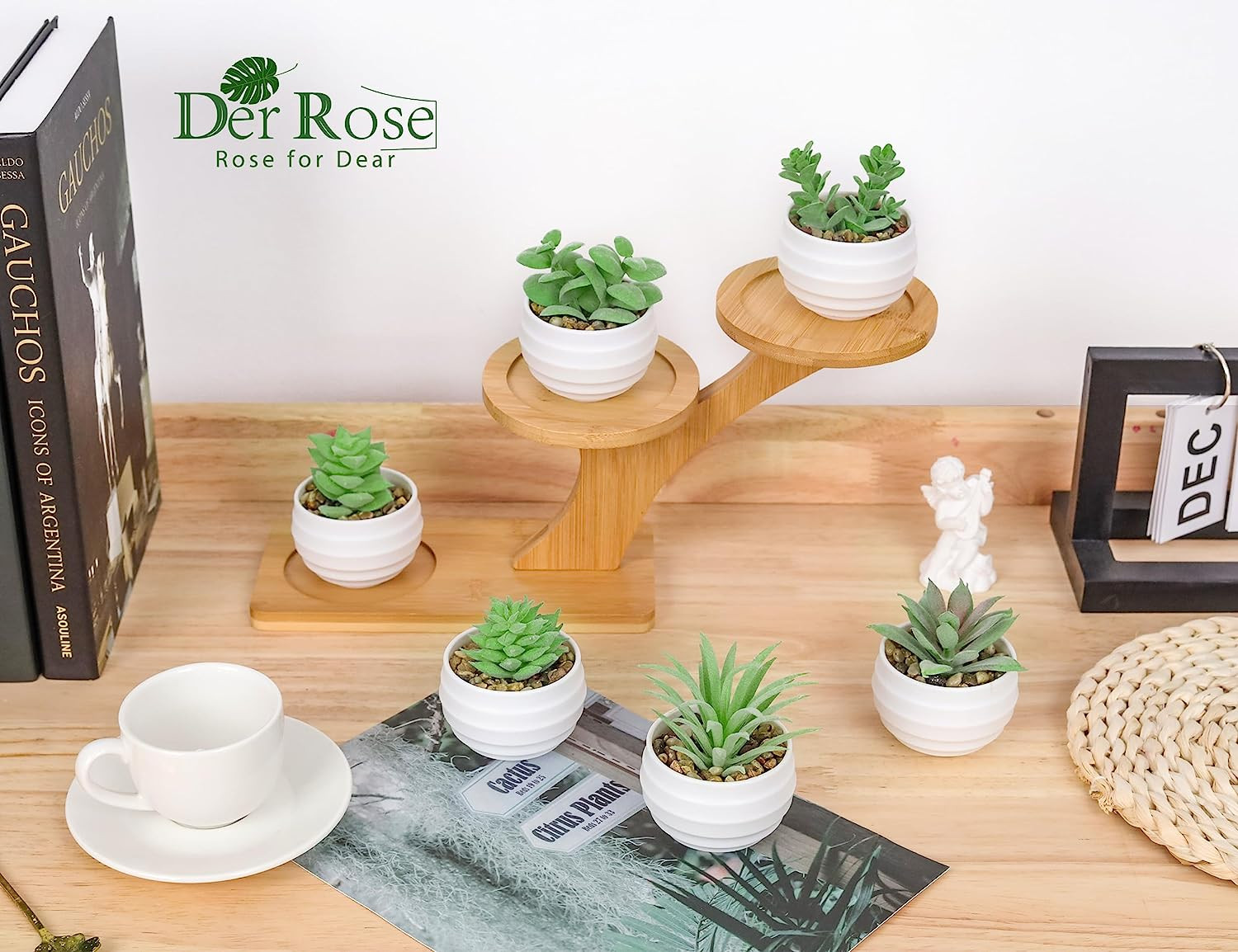 Set of 6 Artificial Succulent Plants in Pot for Bedroom Living Room Office Decor