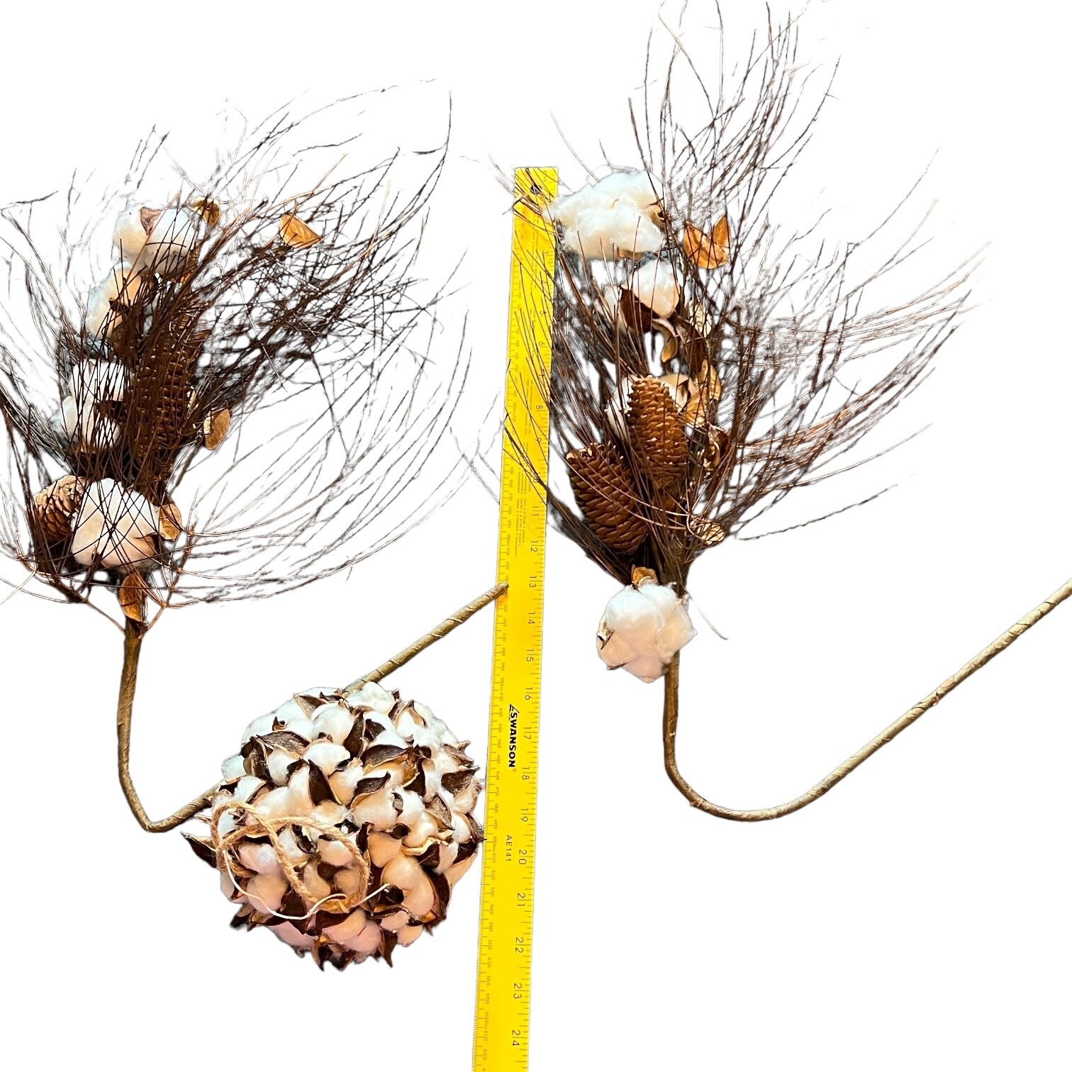 Primitive Dried Pine Needles Natural Cotton Ball Home Office Spa Wedding Decor