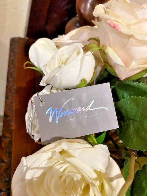 Winward Mix Roses in Leaf Cut Vase