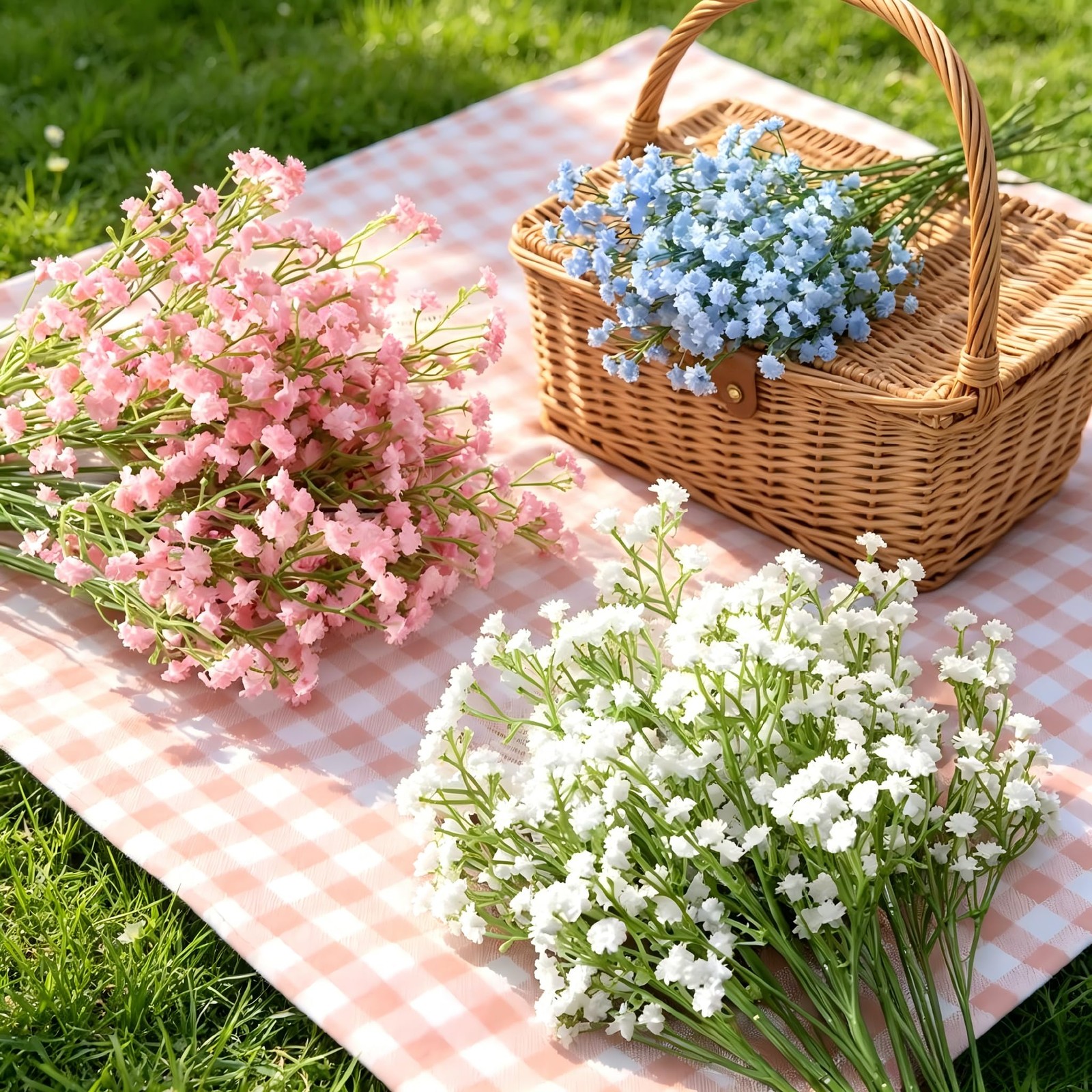 Artificial Gypsophila Pink Baby Breath, 12 Pcs, PU Material