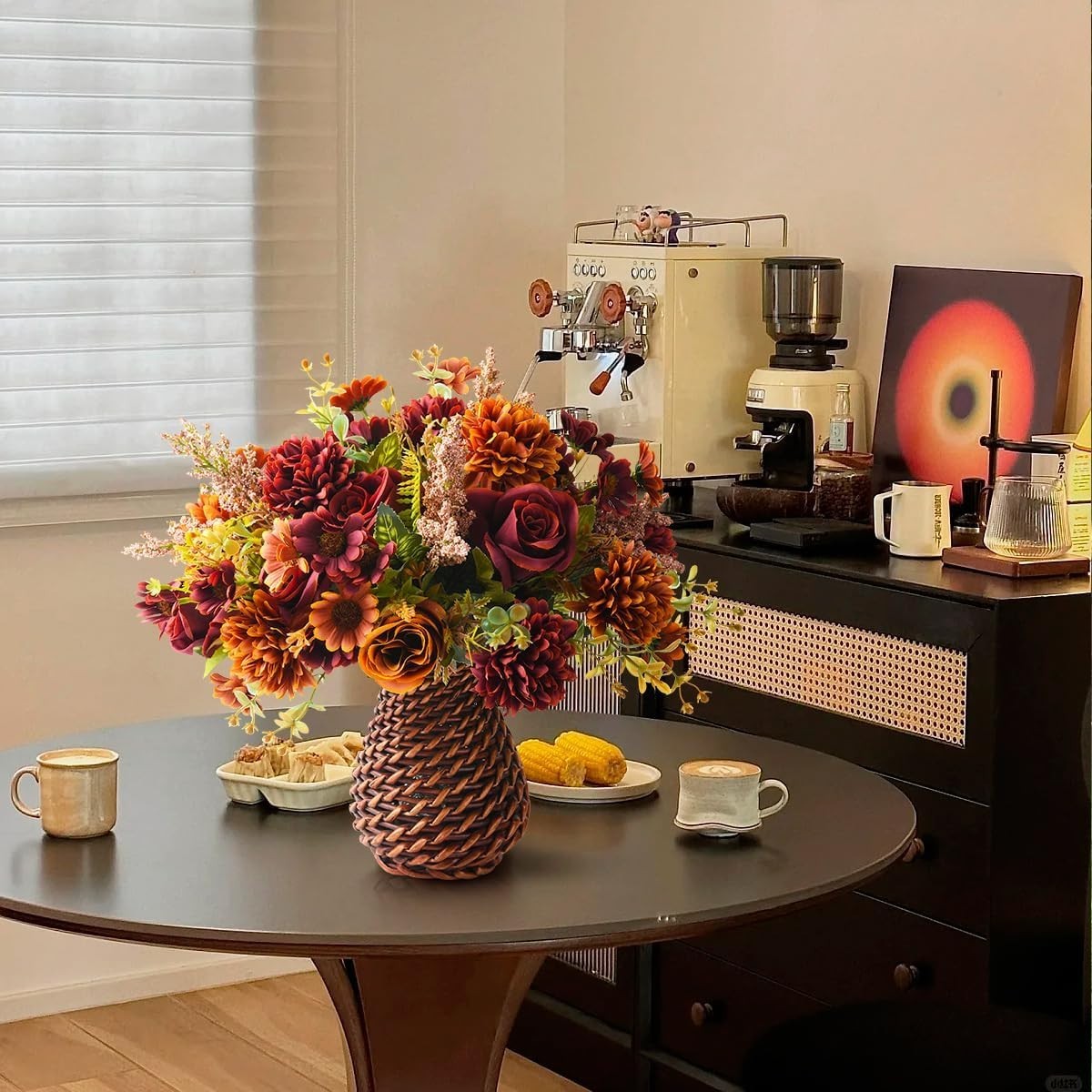 Artificial Flowers with Vase for Decorations,Faux Flower Arrangement in Vase,…