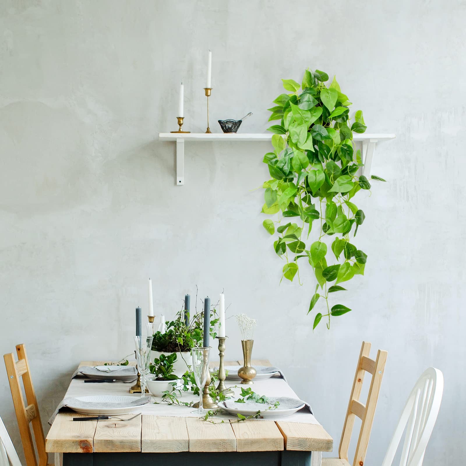 35.4in Artificial Plants in Black Pot Realistic Fake Hanging Potted Greenery …