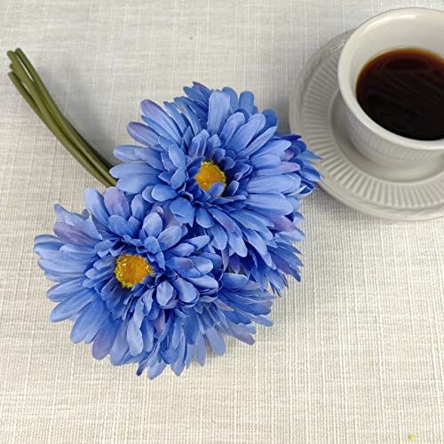 Artificial African Daisies Flowers African Daisy Silk Flowers 10 Blue