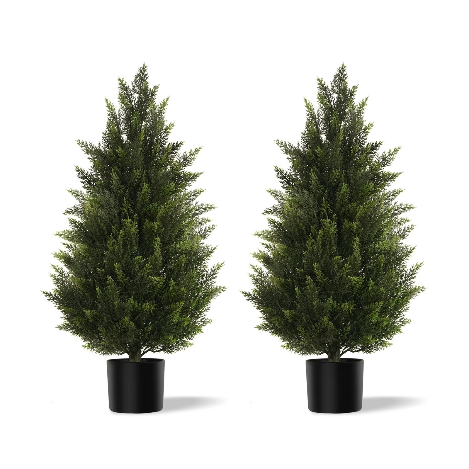 Artificial Topiary Cedar Trees 3FT Tall 2 Set, Outdoor Indoor Faux Pine Shrub…