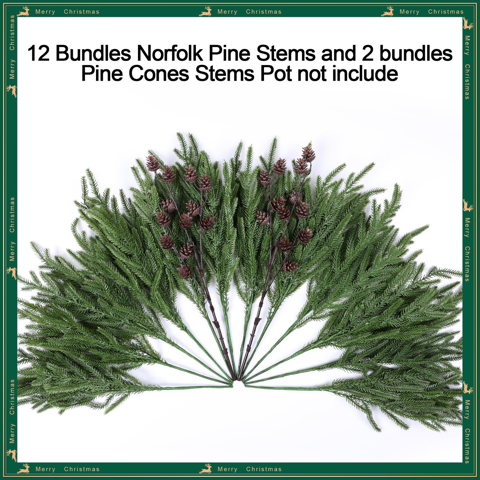 Artificial Christmas Norfolk Pine Stems Branches for Small Cones