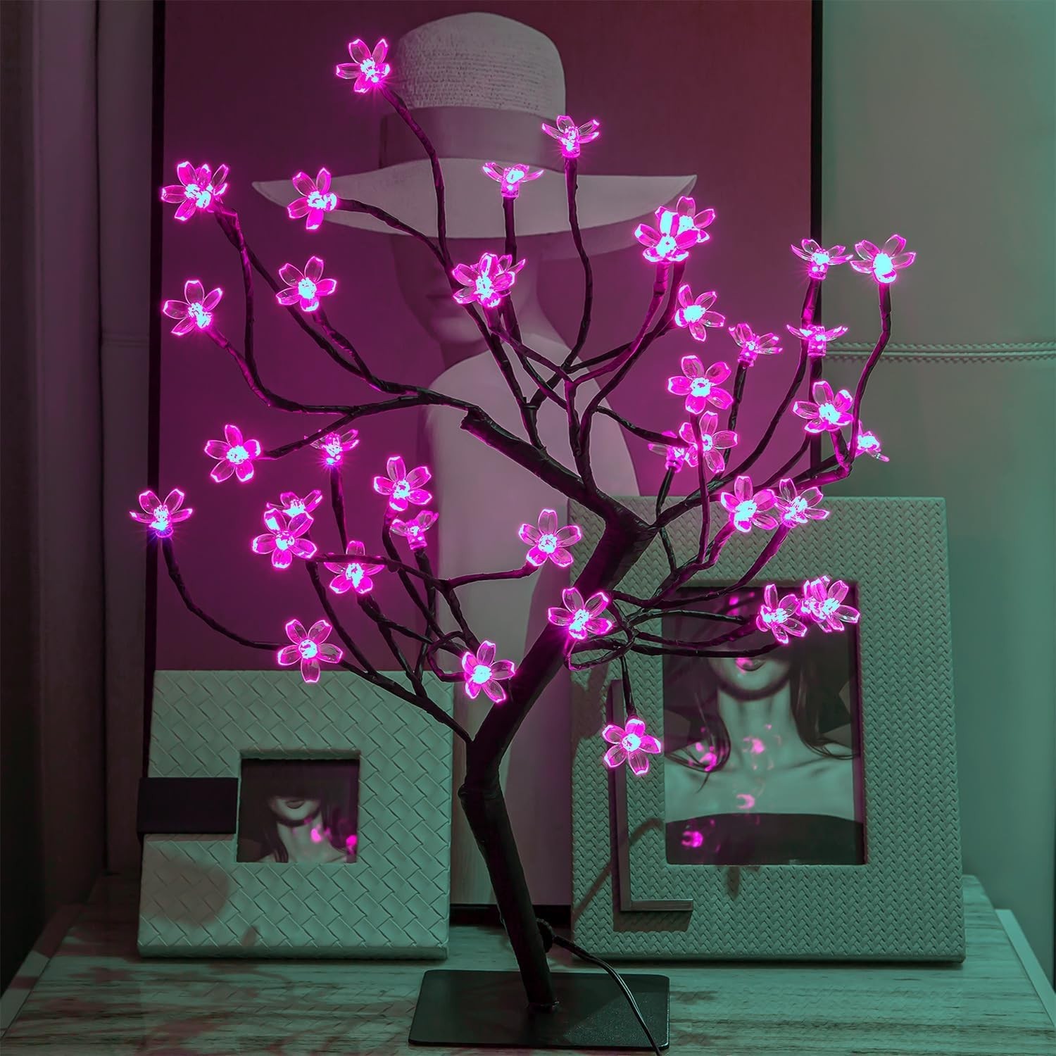 “Cherry Blossom Bonsai Tree Light 20IN Tree Lamp with24V UL-Listed Adapter and M