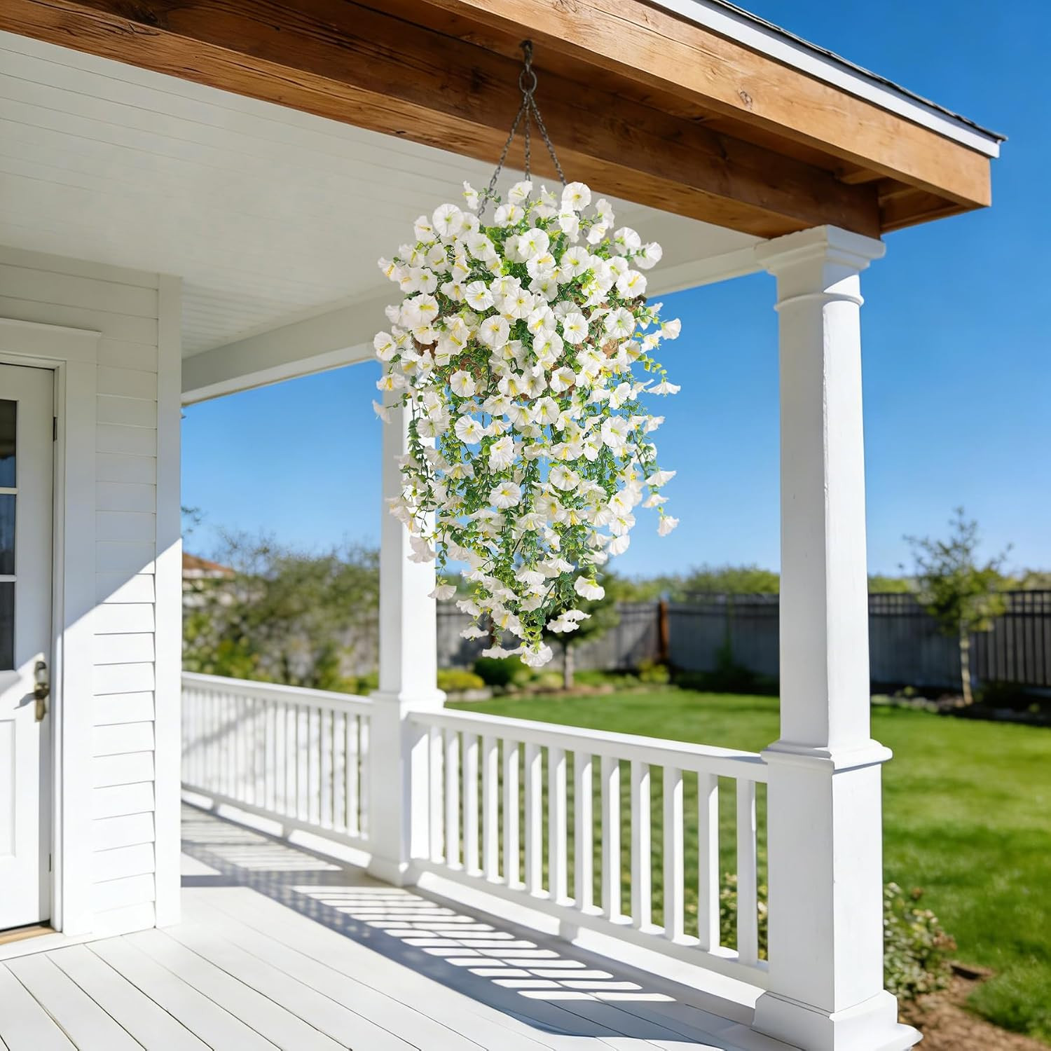 Fake Artificial Hanging Morning Glory Flowers for Outdoor Planters Porch Pation