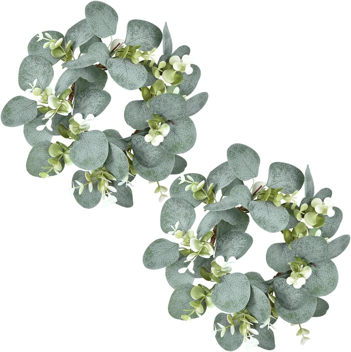 2 Pcs Eucalyptus Faux Kitchen Cabinet Artificial Greenery Farmhouse Wreath Door