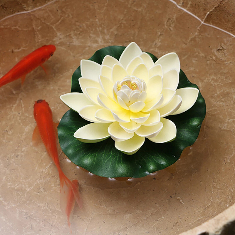 Floating Lotus Artificial Flower Home Garden Pool Decoration Fake Plant Decor