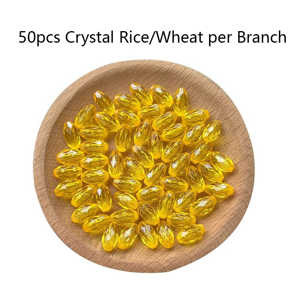 12pcs Crystal Golden Wheat Heads Artificial Rice Ear with Stalks Home Decoration