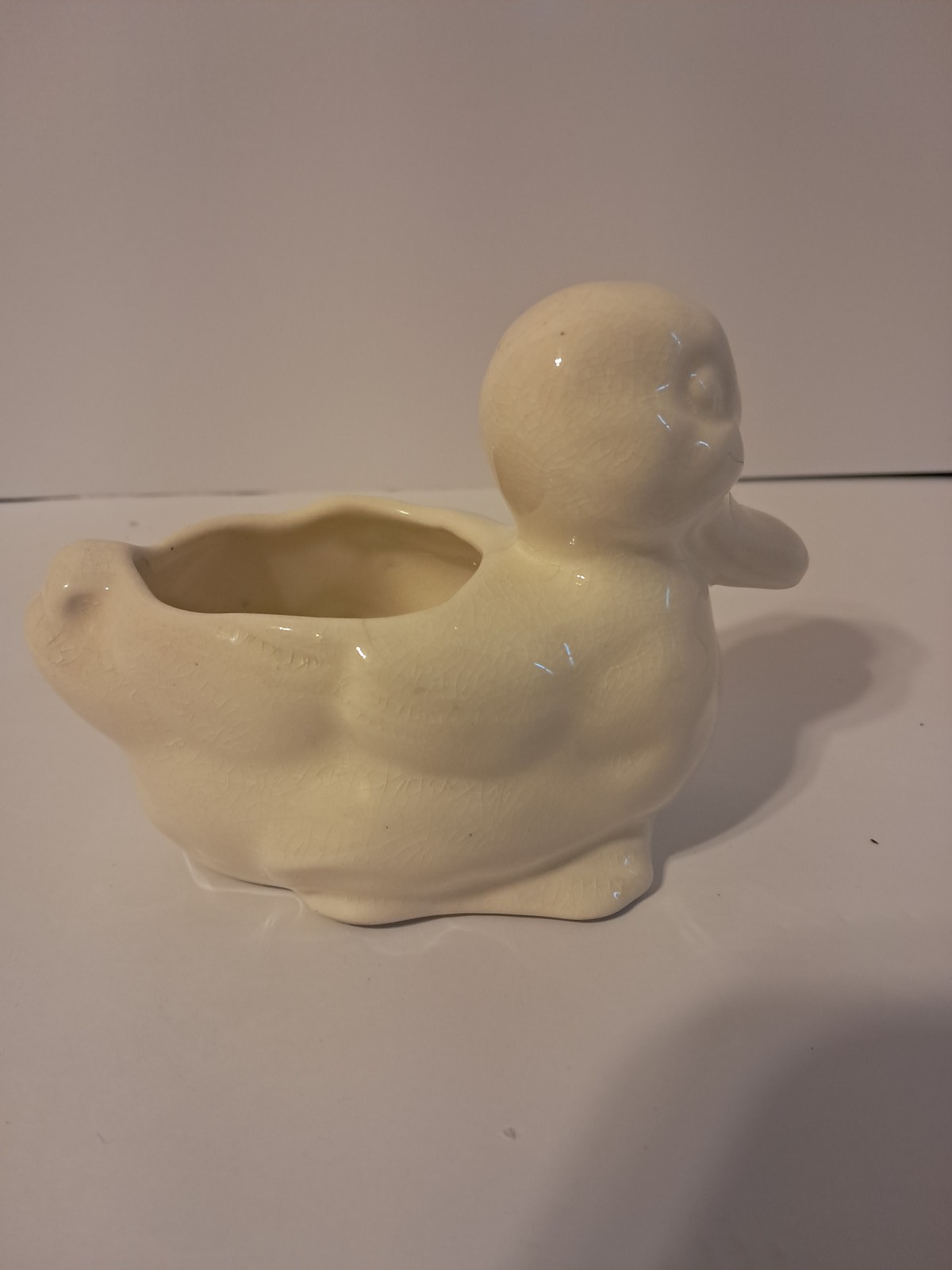 Vintage Style Ceramic Duck Planter Cream Off-White Figural Home Decor