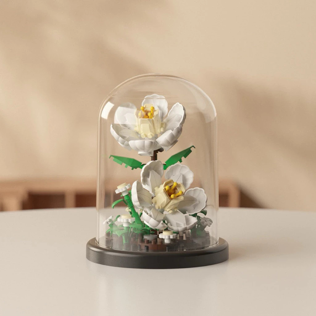 New Flower (White Yellow) Assembled Toys Building Blocks Potted Plant Ornaments
