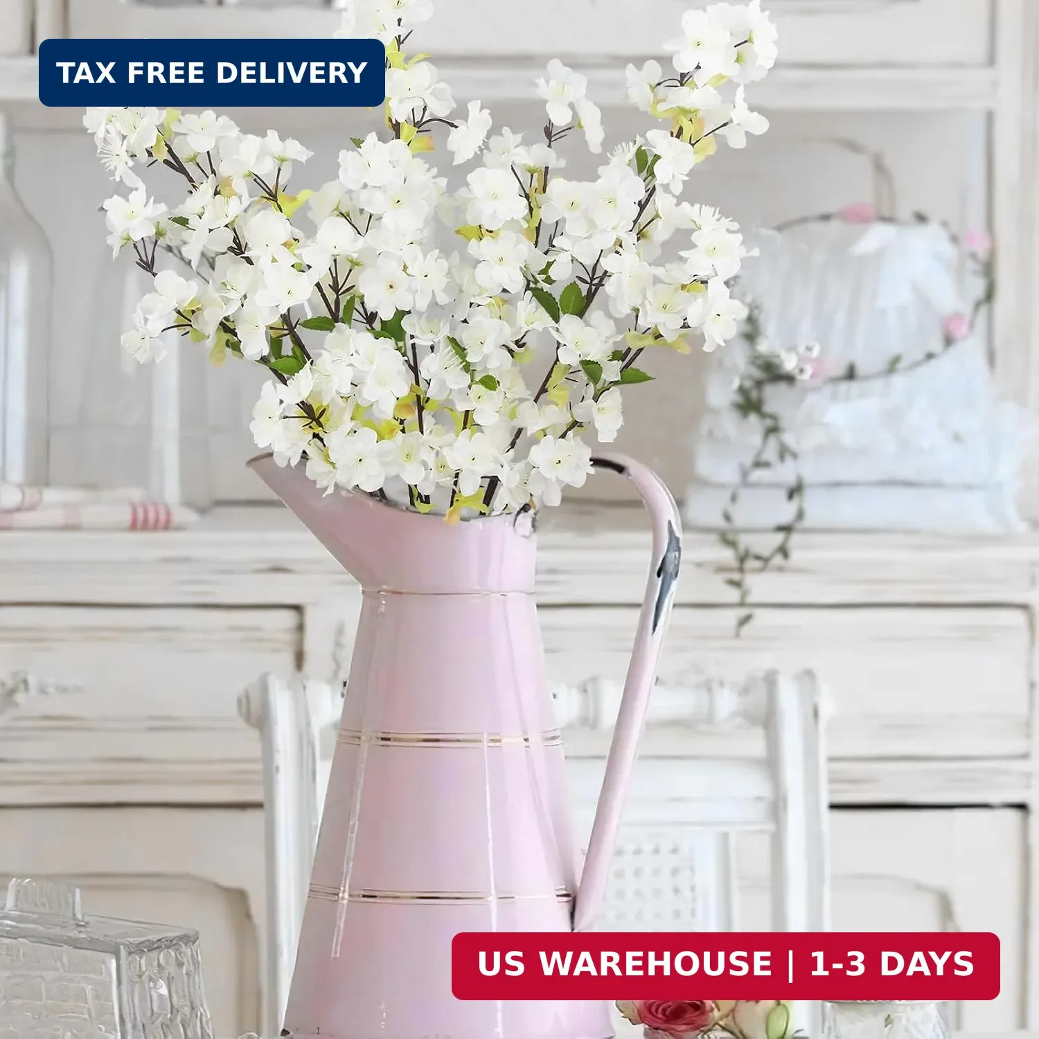 3 Pcs Cherry Blossom Branches for Vase Long Stems Artificial Flowers Spring Summ