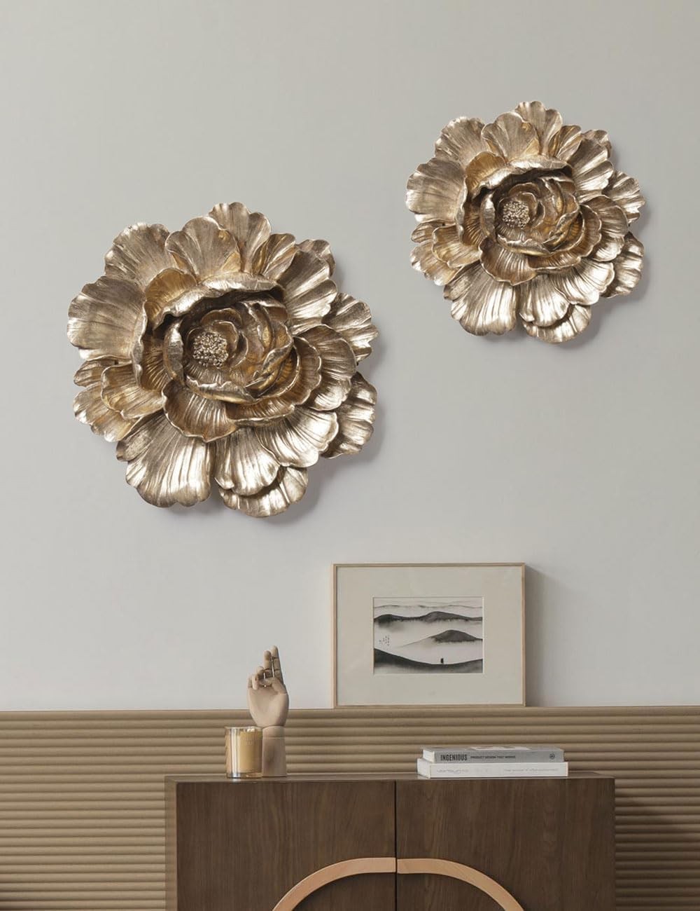 Floral Wall Art Sculpture Decor for Bedroom Living Room Modern