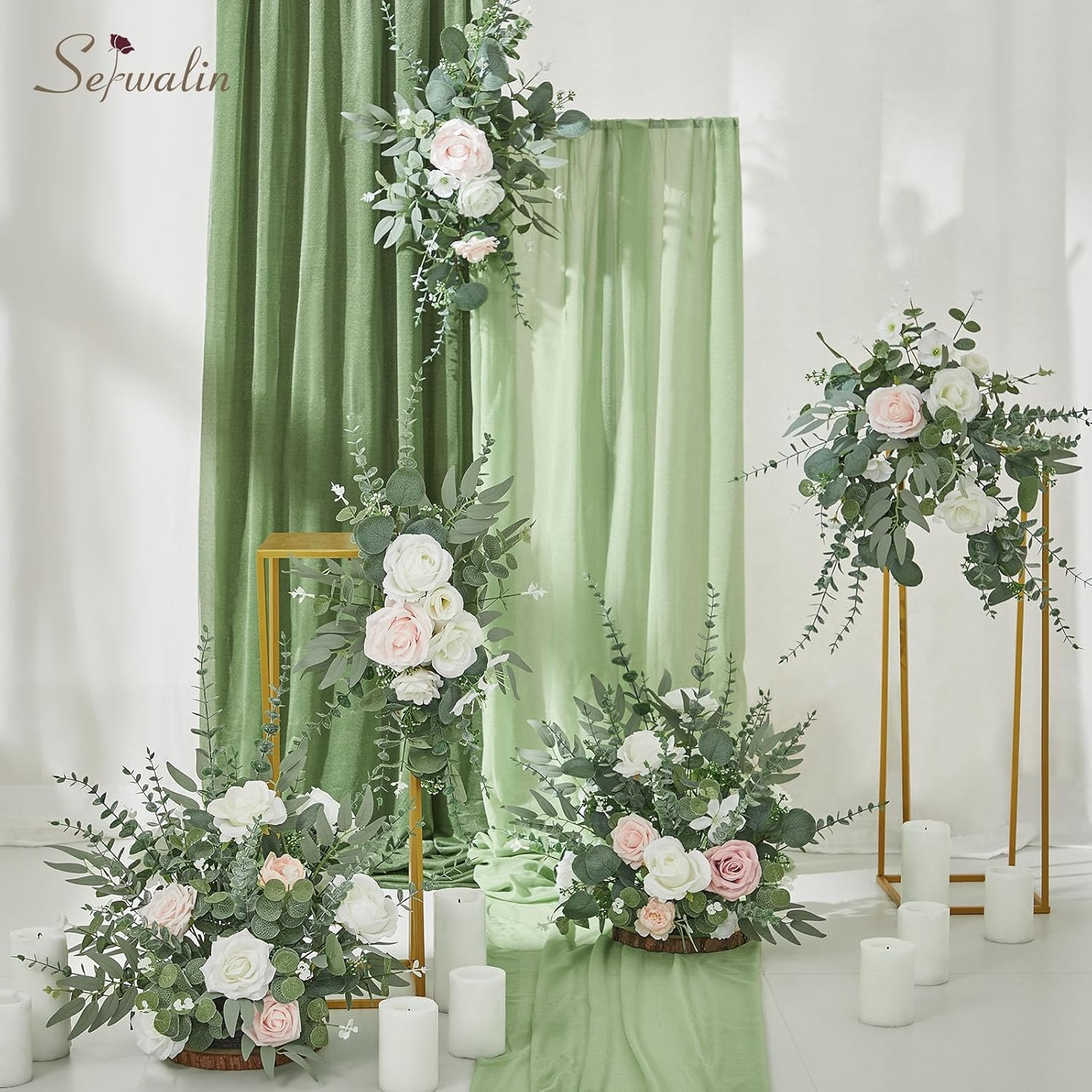 300 Pcs Faux Eucalyptus Leaves Stems for DIY Bouquets & Home Decor