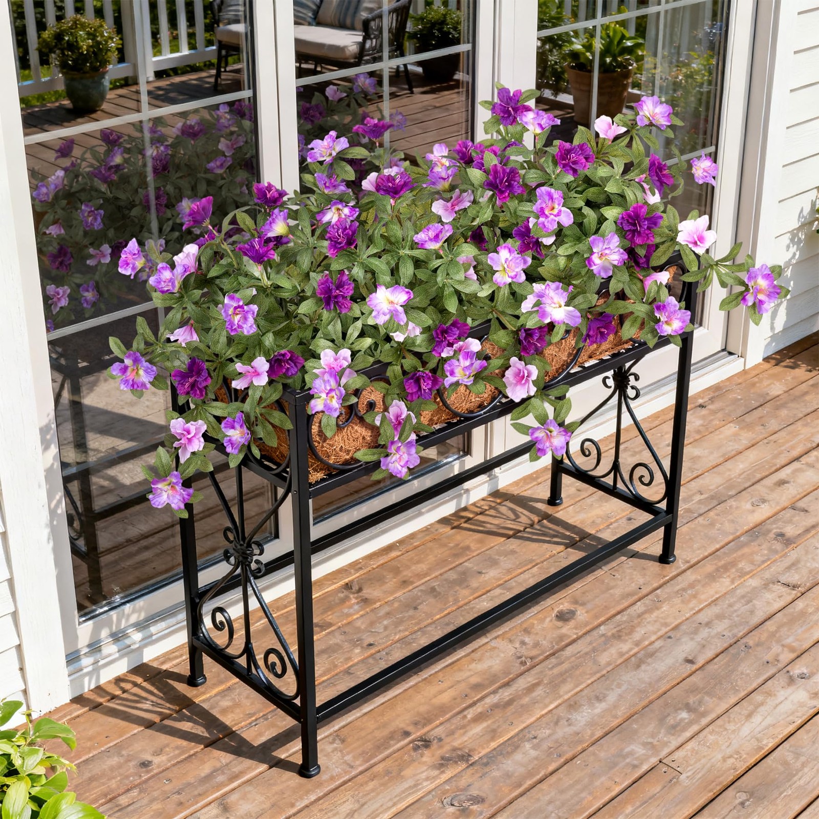 Ammyoo Artificial Fake Azalea Flowers for Outdoor Spring Decoration, Faux Sil…